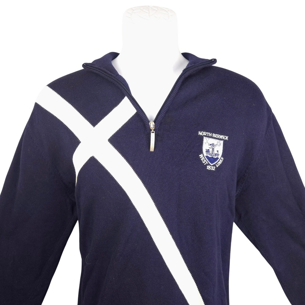 Glenmuir 1891 Mens Navy Cotton 1/4 Zip North Berwick Golf Sweater Large